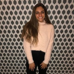 Light pink fuzzy turtle neck sweater